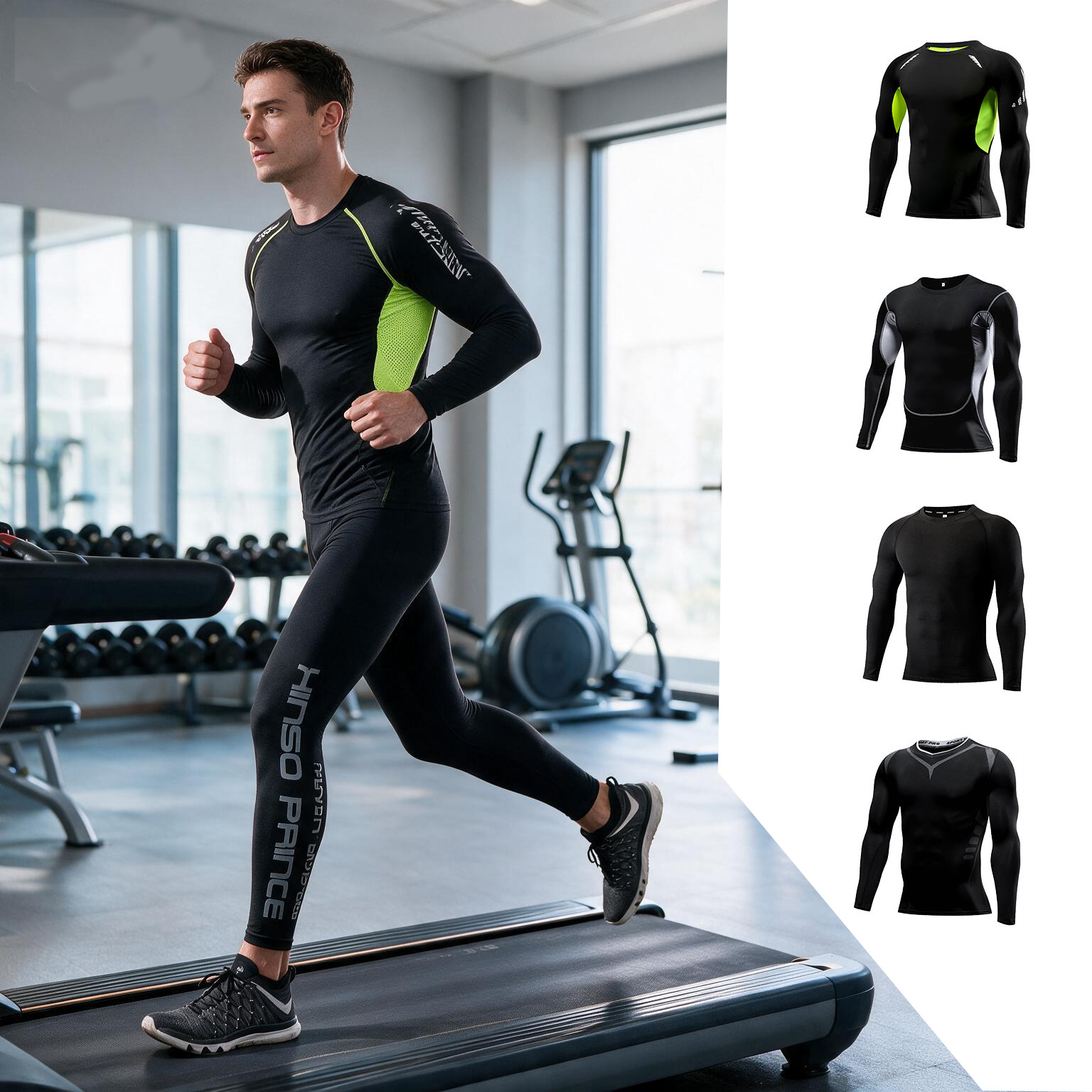 Sports Equipment Set - 2026 Men Compression Sportswear Suit,Elastic Training