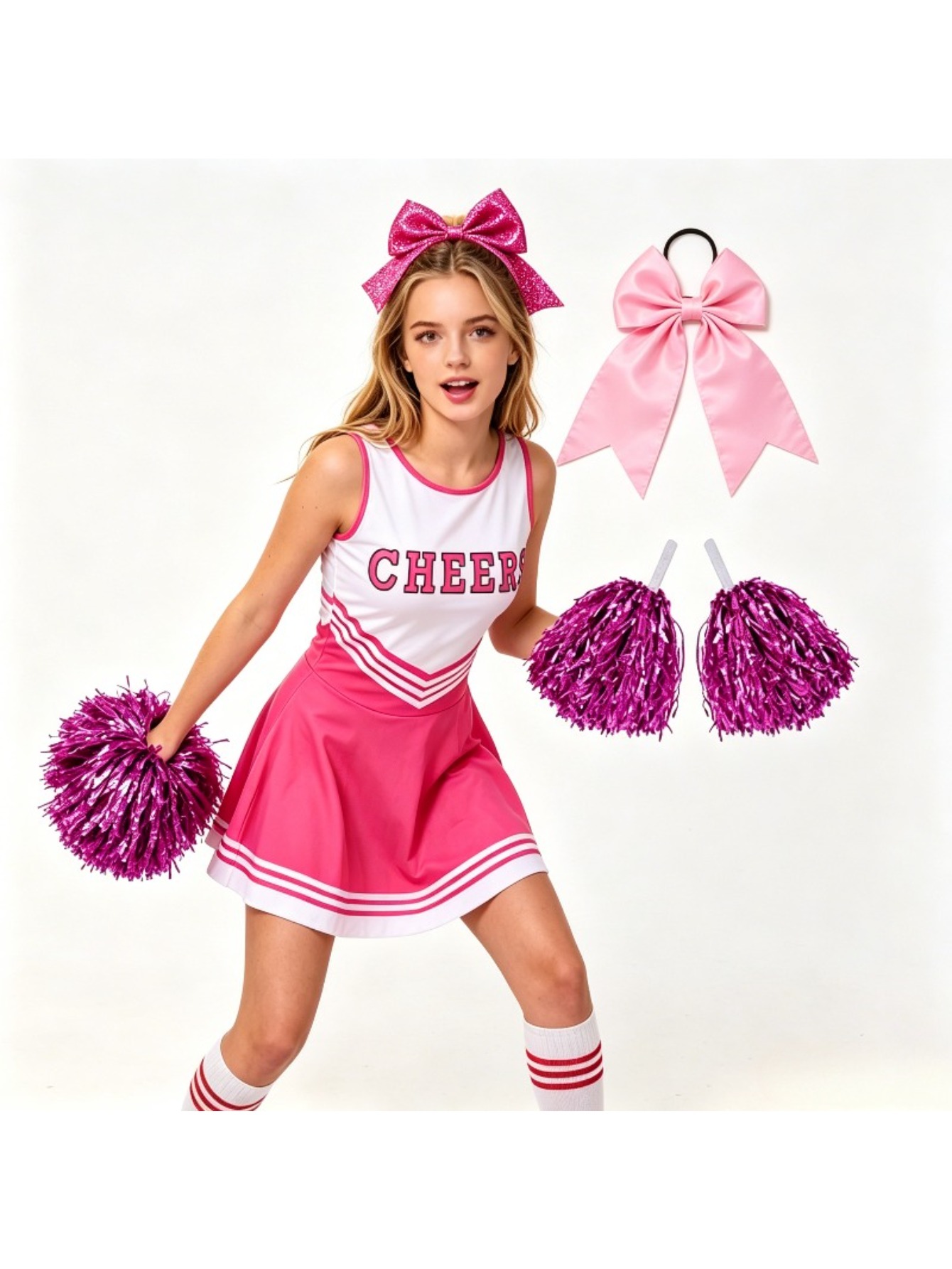 Printed Cheerleading Set Women - Cheerleading Pom Pom 评论和价格